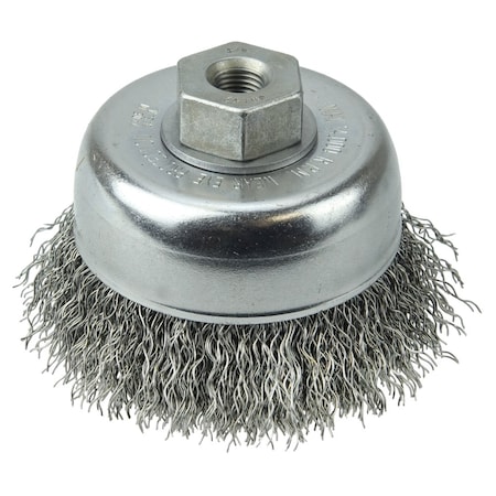 Weiler 3" Crimped Wire Cup Brush .014" Steel Fill 3/8"-24 UNF Nut 13243
